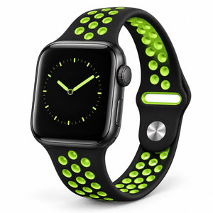 Bracelet Sport Perforé pour Apple Watch – Noir & Vert